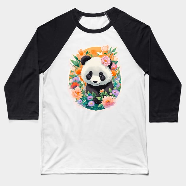 Beautiful Colorful Panda Baseball T-Shirt by Imagination Gallery